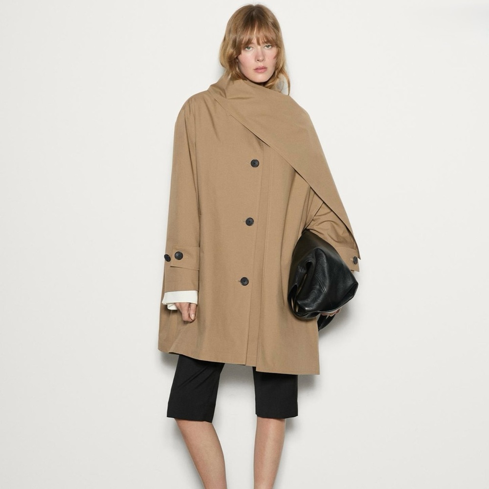 Massimo Dutti cotton trench coat with scarf